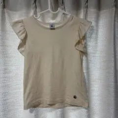 プチバトー　Tシャツ フリル袖　オフホワイト110cm 5ansのサムネイル