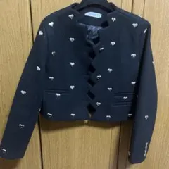 Hanyu ハート装飾 ノーカラージャケット ブラックのサムネイル