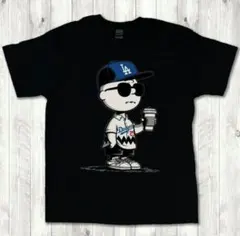 チャーリーブラウン ドジャース MLB 黒 Tシャツ S