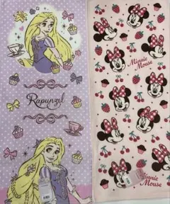 ラプンツェル ミニーマウス タオル　2枚セット ディズニー　フェイスタオル 新柄
