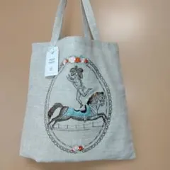 新品✭トートバッグ　馬刺繍　ベージュ