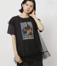 niko and... チュール重ね半袖Tシャツ ブラック M