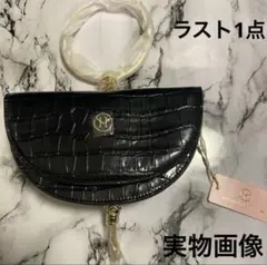 新品タグ付きZAYF 2way クロコ型押しハンドバッグ ショルダーブラック