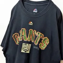 マジェスティックMLBジャイアンツ#12パニック Tシャツブラック黒L古着