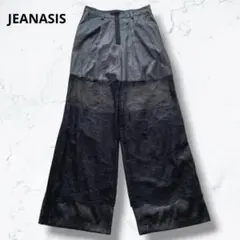 新品 ジーナシス レースドッキングパンツ 異素材 ブラック M ワイド シアー