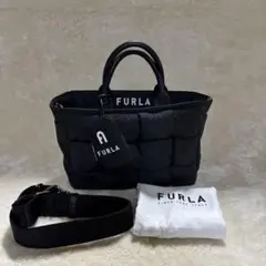 タグ・極美品✨FURLA オポチュニティ S 2WAY トートバッグ ポーチ 黒