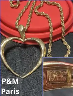 P&M Parisネックレスずっしりチェーン　大ぶりハート金色年代物ヴィンテージ