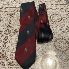 シルク100% 馬刺繍 ダークレッド ネイビー ネクタイ