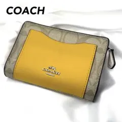 COACH コーチ 折り財布 二つ折り 黄色 ベージュ