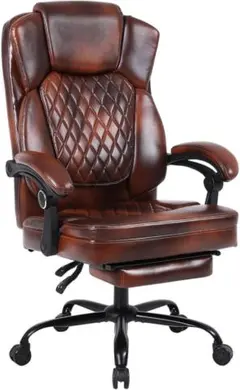 エグゼクティブブラウン オフィスチェア ゲーミングチェアリクライニング機能付き