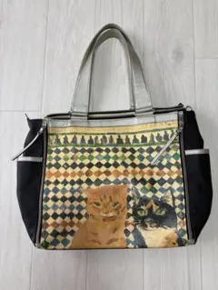L07415) 美品 マンハッタナーズ「猫たちのハーモニー」ショルダー 