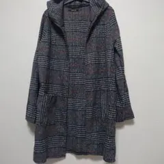 アズノウアズ　Pinky　グレーと赤のチェック柄フード付きジャケット
