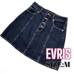 ⭐️A1111⭐️ EVRIS ♥ フロントボタン ブロッキングデニムミニスカート