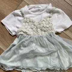 RETROGIRL miniお花刺繍ミントグリーントップス