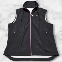 asics　Lean　ジップアップベスト　ストライプ　スタンドカラー　ブラックのサムネイル