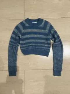 ZARA レディース ボーダーニット 長袖 クロップド丈