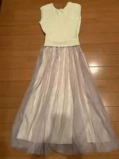 ☆ナチュラルクチュール☆ノースリーブチュールロングワンピース