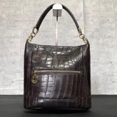未使用級 BEAUGRAND クロコダイル JRA ブラウン 肩掛けトートバッグのサムネイル