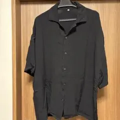 黒 半袖 ボタンアップシャツ Lサイズ