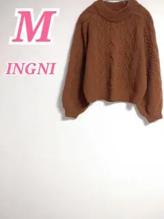 INGNI ケーブル編み ニット ブラウン Mサイズ 長袖　ボリュームニット