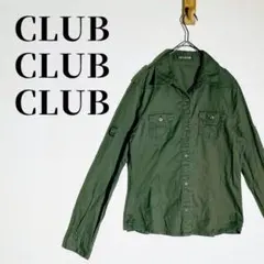 CLUBCLUBCLUB　ミリタリーシャツ　エポレット　綿100％　M　カーキのサムネイル