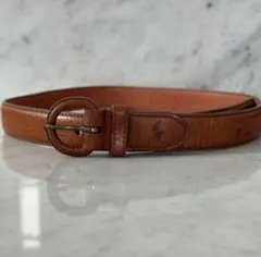 OLD Ralph Lauren ラルフローレン ベルト 本革 ブラウン ロゴ