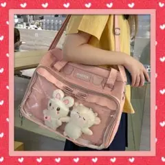 痛バック フリル A4 ピンク 推し活 クリアトートバッグ 痛バ かばん 韓国