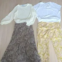 大人ナチュラル レディース服まとめ売り 4点 ペイズリー柄 AZUL 夏コーデ
