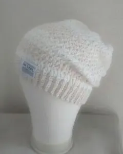 コットン帽子　ビーニー　アイボリー × ベージュ　ハンドメイド
