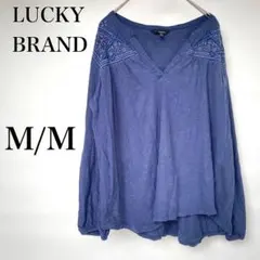 LUCKY BRAND 【M/M】刺繍Vネック長袖シャツ ネイビー