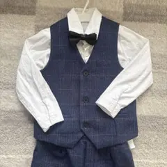 ネイビーチェック柄3点セットスーツ