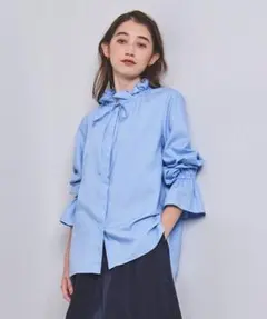 yori ヨリ リボンタイワイドシャツ⭐︎インディゴ ブラウス 36 - メルカリ