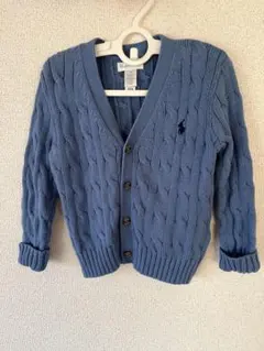 美品　ラルフローレン ケーブルニット カーディガン ブルー　80