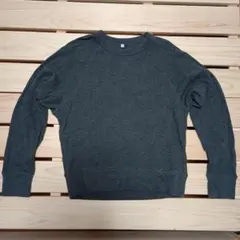 無印良品　ワッフル編みクルーネックTシャツ S グレイ