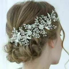 新品☆ウエディング ヘアアクセサリー 髪飾りコーム シルバー ヘッドドレス結婚式