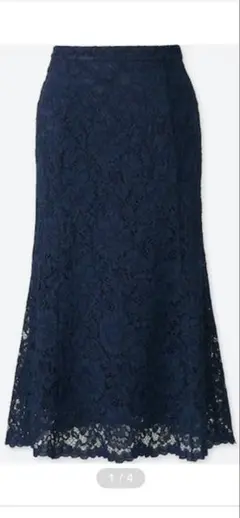 UNIQLO ネイビー レースフレアスカート