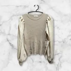 【美品】earth music&ecology 異素材ボリュームスリーブニットF