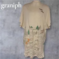 graniph 半袖Tシャツチュニック 森の動物達や鳥刺繍 ゆったりＦサイズのサムネイル