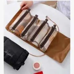 メイクポーチ トラベルポーチ 化粧ポーチ 大容量 4仕切り 旅行 防水