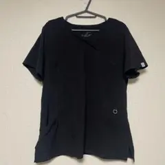 Vネック 半袖 スリット 無地 【L】 黒 ナイロン　ブラック　tシャツ