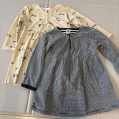 【2点セット】プチバトー ボーダーワンピース36m95cm