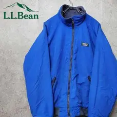 エルエルビーン 刺繍ロゴ ナイロン ブルゾンジャケット ブルー 90s 古着