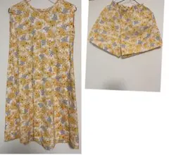 UNIQLO花柄ノースリーブワンピースとショートパンツセット 150