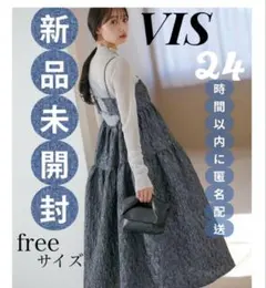 VISDRESS ふくれジャガード　フレアワンピース　高見え　体型カバー　重ね着