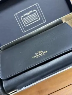COACH 長財布 54435B ブラック ストラップ付
