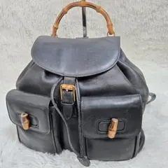 GUCCI レザーリュック バンブー インターロッキング ゴールド金具