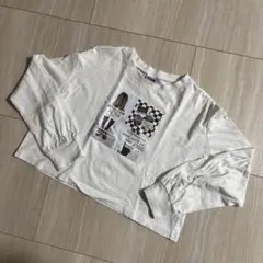 ANAP GIRL S ホワイト クロップド長袖Tシャツ
