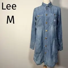 Lee デニムシャツワンピース 長袖 ライトブルー　ワーク チンスト Mのサムネイル