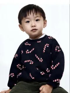 【H&M】キャンディケイン柄スウェット（6-9m）