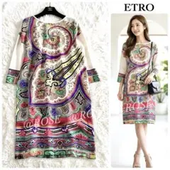 【未使用級】ETRO シルク100 ペイズリー イタリア製 高級 ワンピースのサムネイル